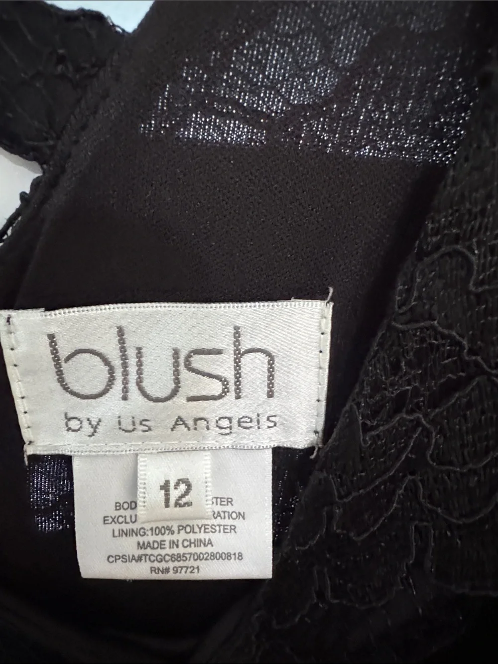 Blush by US Angels Girls Black Lace Gold Ombre Flare Dress 12/14 XL